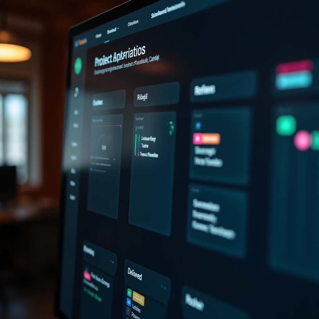 Overview screen of a project workflow dashboard used by a creative studio